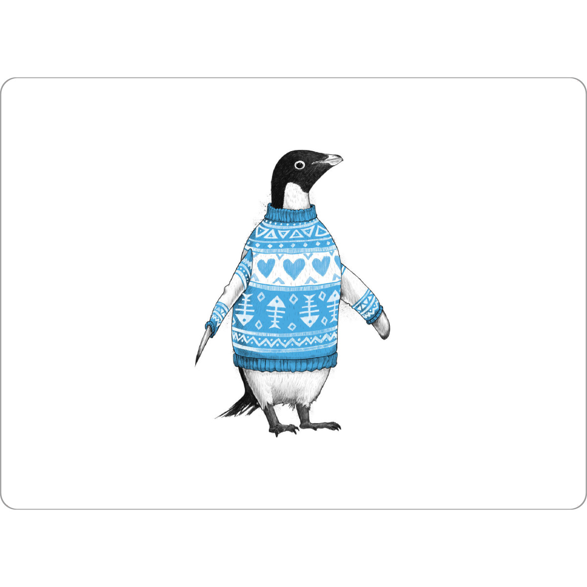 Tischset "Penguin in a sweater" artboxONE - Natur,Tiere,Schwarzweiß,Lustig