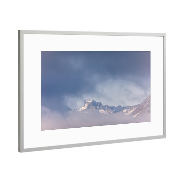 Poster mit Rahmen Silber "Winter's end" artboxONE - Natur - Norwegen,Berg,Gebirge,Wolken,Bewölkt,Winter