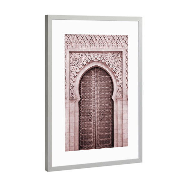 Poster mit Rahmen Silber "Moroccan Wall Art Blush Door" artboxONE - Städte,Architektur,Reise / Afrika,Reise / Länder