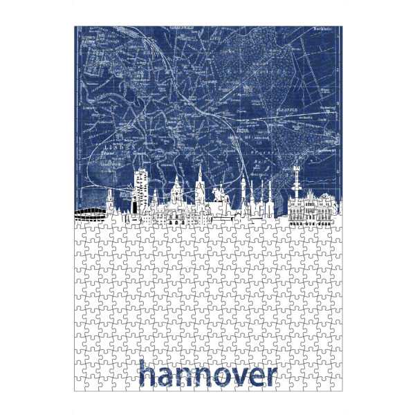 artboxONE Puzzle "Hannover skyline map blue" artboxONE - Städte,Architektur,Kartografie