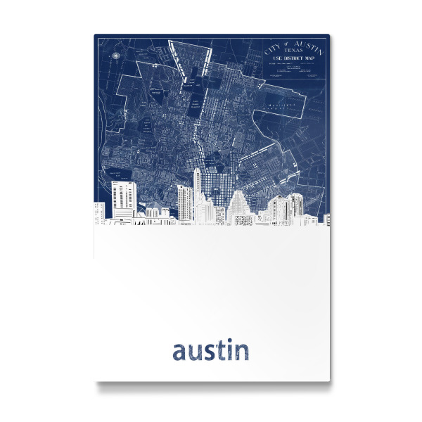 Galerie-Print "Austin skyline map blue" 30x20 cm artboxONE