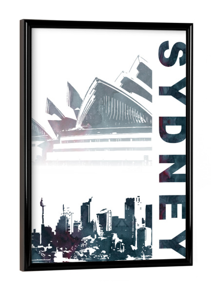 Poster mit schwarzem Rahmen "Sydney & Opera House" artboxONE - Städte,Städte / Sydney