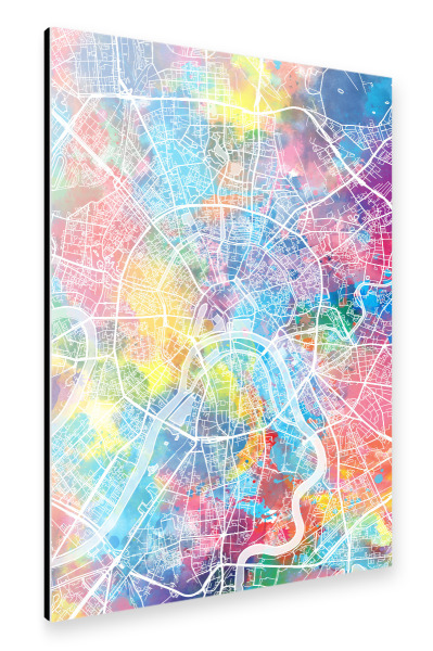Alu-Dibond "Moscow map watercolor" 30x20 cm artboxONE
