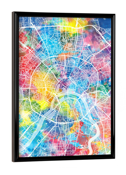 Poster mit schwarzem Rahmen "Moscow map watercolor" artboxONE - Städte,Reise,Abstrakt,Kartografie