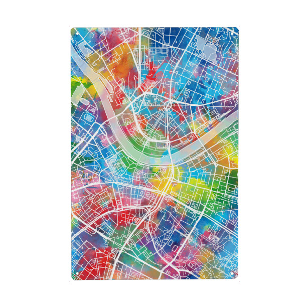 Metall Poster "Dresden map watercolor" artboxONE - Städte,Städte / Dresden,Kartografie