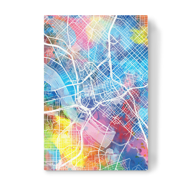 Leinwandbild "Dallas map watercolor" artboxONE - Städte,Reise,Kartografie