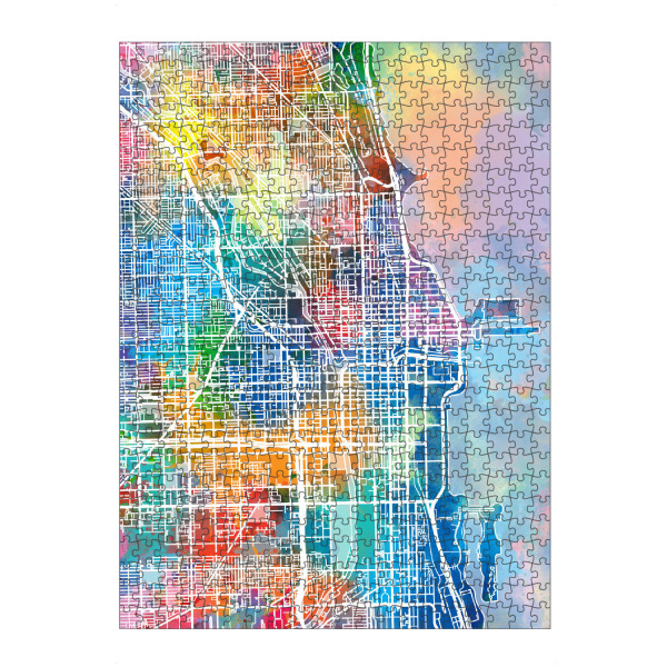 artboxONE Puzzle "Chicago map watercolor" artboxONE - Städte,Reise,Städte / Chicago,Kartografie