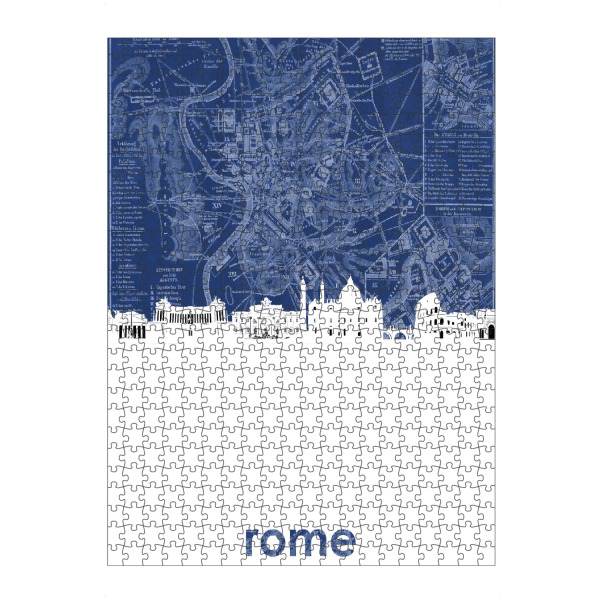 Puzzle Ravensburger "Rome skyline map blue" artboxONE - Städte,Reise,Architektur,Städte / Rom,Kartografie