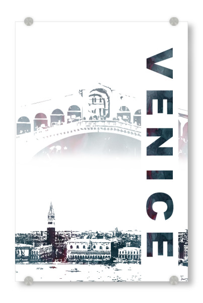 Acrylglasbild "Venedig & Rialtobrücke" artboxONE - Städte,Schwarzweiß,Städte / Venedig