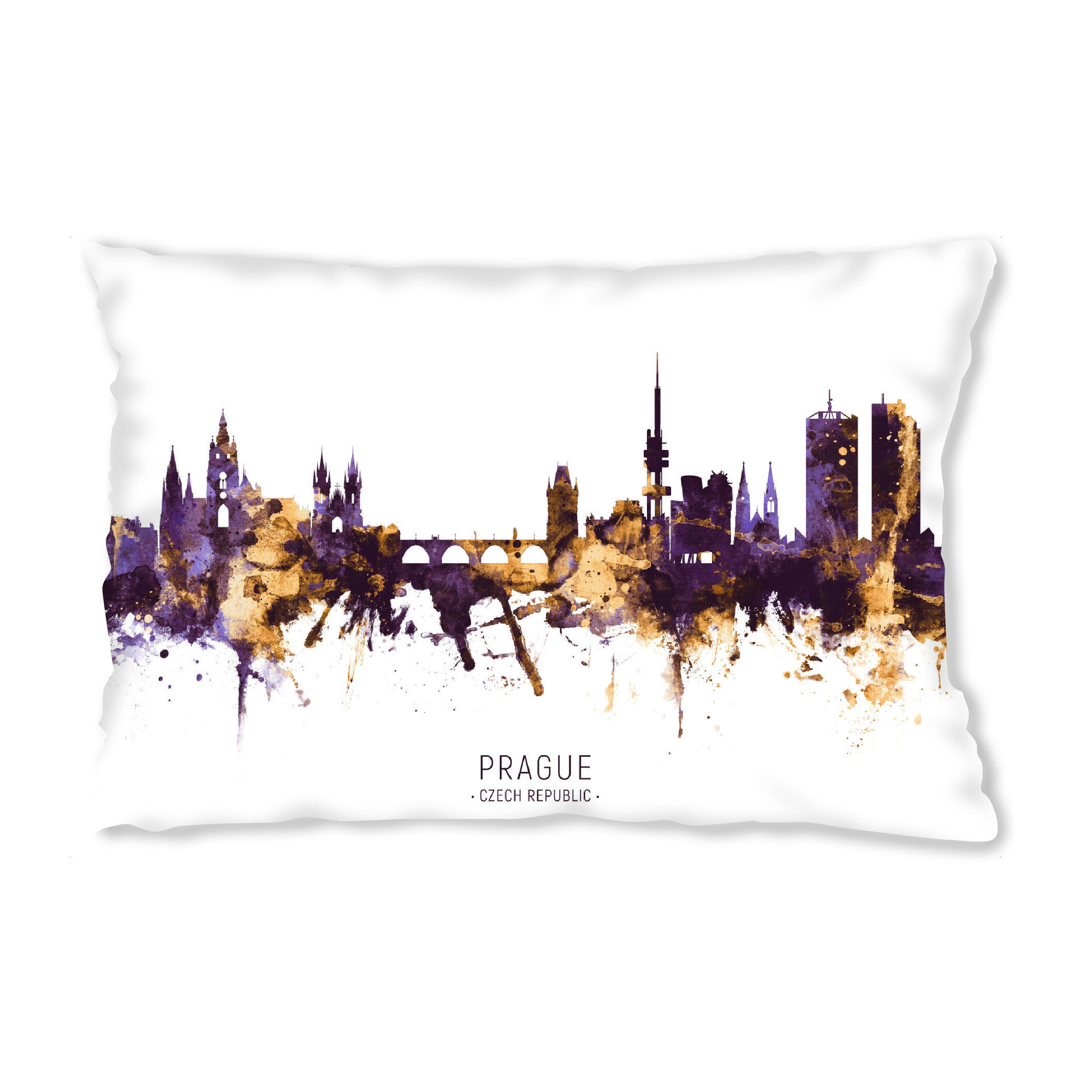 Design-Kissen "Prague Skyline PurpleGold" artboxONE - Städte,Städte / Prag