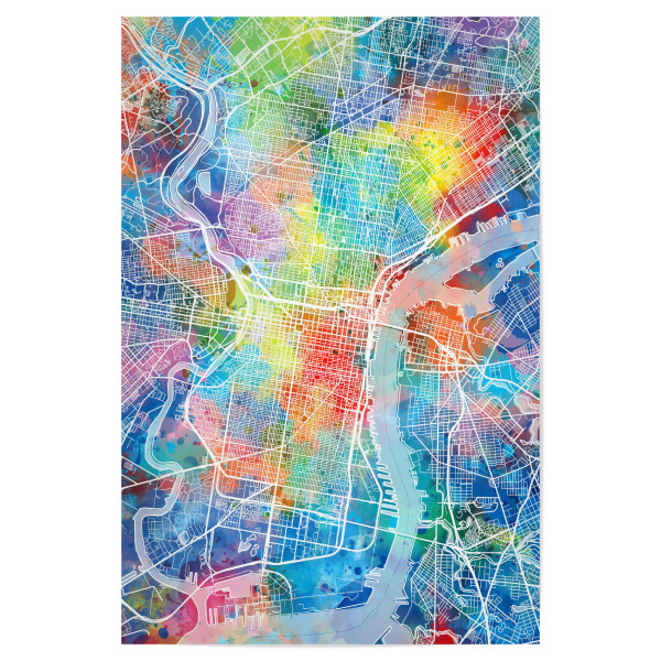 Poster 30x20 cm "Philadelphia map waterocolor" artboxONE - Städte,Reise,Abstrakt,Kartografie