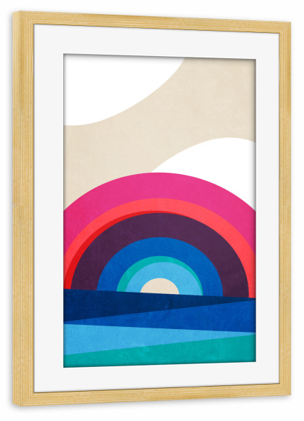 Poster mit Rahmen kiefer "Regenbogen und Meer" artboxONE - Für Kinder - Kinderzimmerdekoration,Landschaft,Natur,Abstract,Colorful