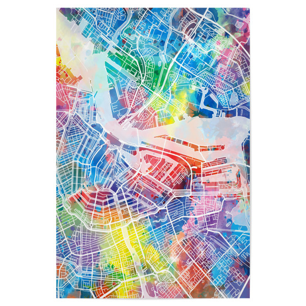 Poster 30x20 cm "Amsterdam map watercolor" artboxONE - Städte,Städte / Amsterdam,Kartografie