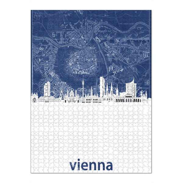 Puzzle Ravensburger "Vienna skyline map blue" artboxONE - Städte,Architektur,Städte / Wien,Kartografie