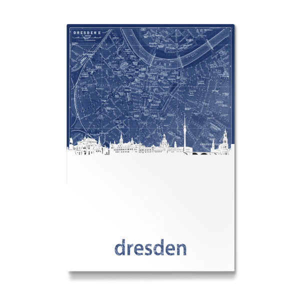 Galerie-Print "Dresden skyline map blue" 30x20 cm artboxONE