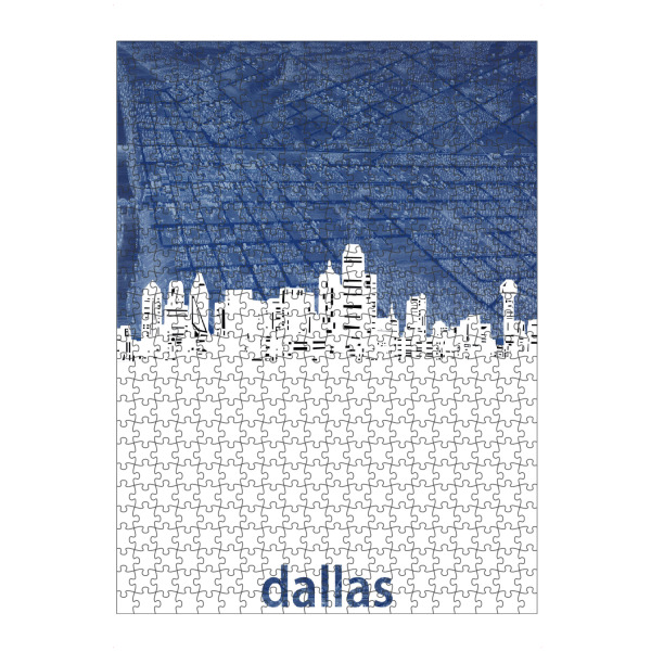 artboxONE Puzzle "Dallas skyline map blue" artboxONE - Städte,Architektur,Kartografie