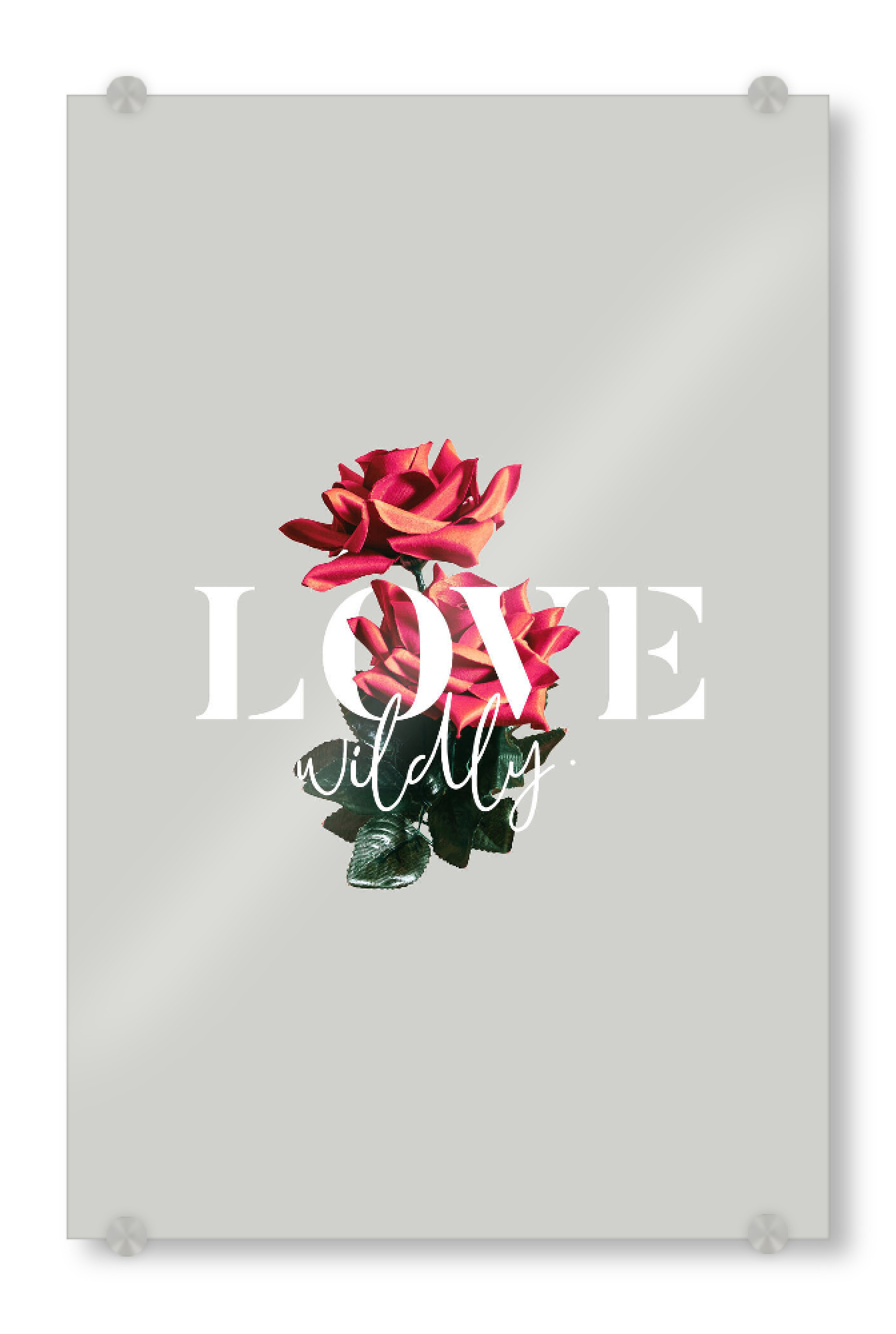Acrylglasbild "Love Wildly" artboxONE - Typografie,Floral