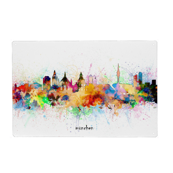 Metall Poster "Munich skyline artistic" artboxONE - Städte,Städte / München