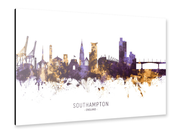 Alu-Dibond "Southampton Skyline PurpleGold" 30x20 cm artboxONE