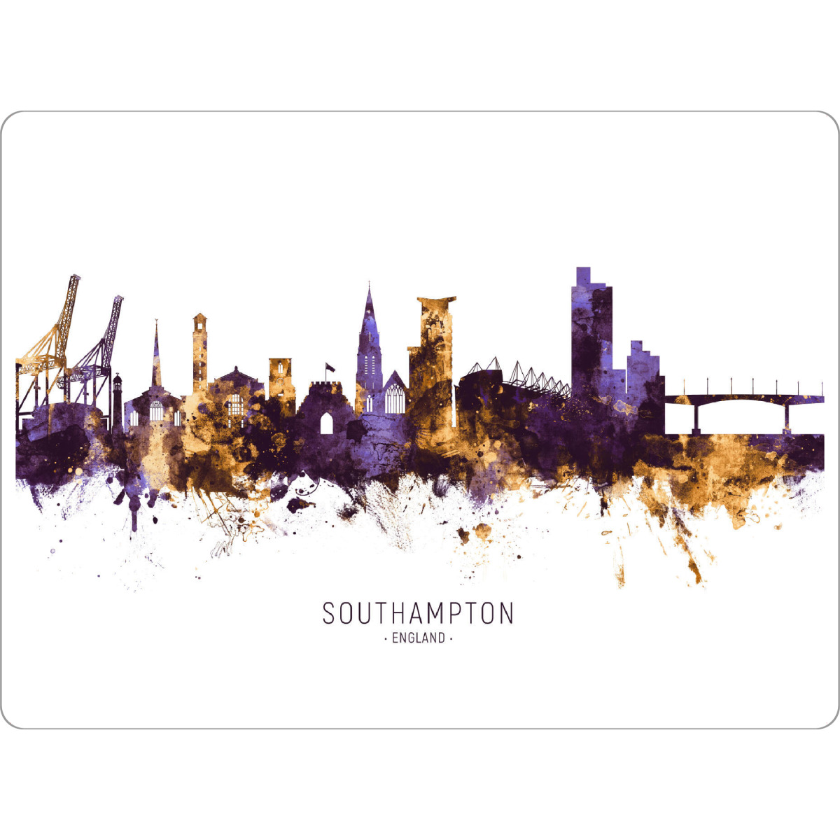 Tischset "Southampton Skyline PurpleGold" artboxONE - Städte - Southampton,England,Skyline,Cityscape,Stadtbild,Watercolor,Europe,City
