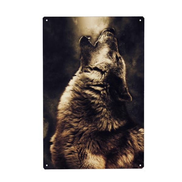 Holzbild "Howling Wolf (matart)" artboxONE - Tiere - Wolf,Wolves,Animal,Animals,Wild,Nature