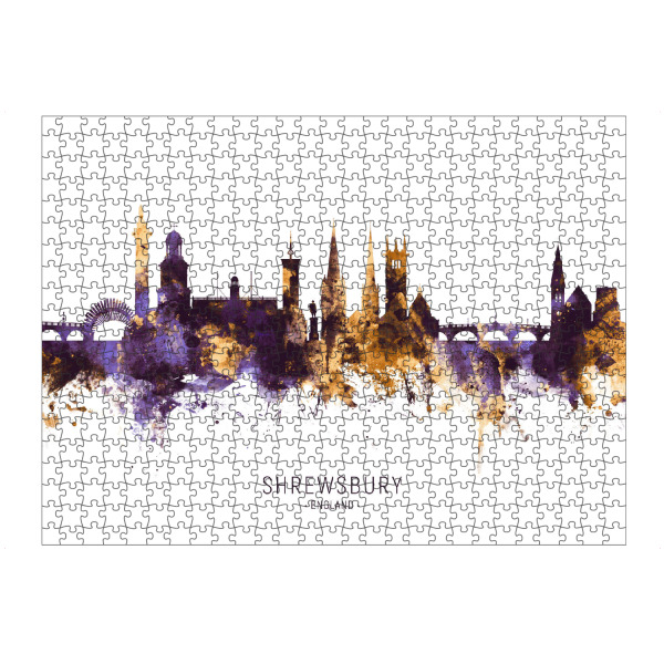 Puzzle Ravensburger "Shrewsbury Skyline PurpleGold" artboxONE - Städte