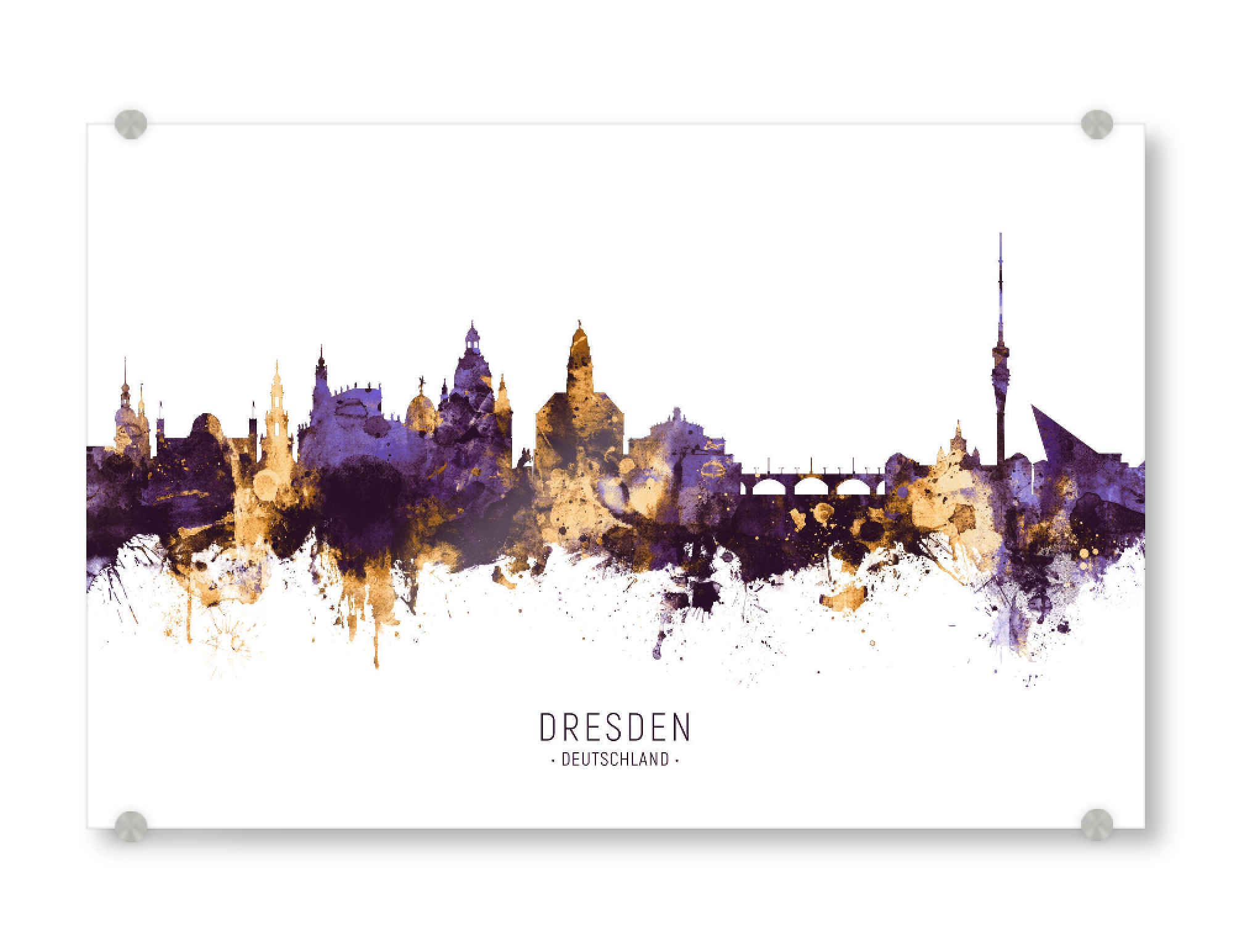 Acrylglasbild "Dresden Germany Skyline PurpleGold" artboxONE - Städte,Städte / Dresden
