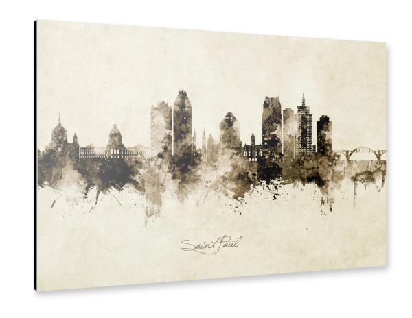 Alu-Dibond "Saint Paul Minnesota Skyline Sepia" 30x20 cm artboxONE