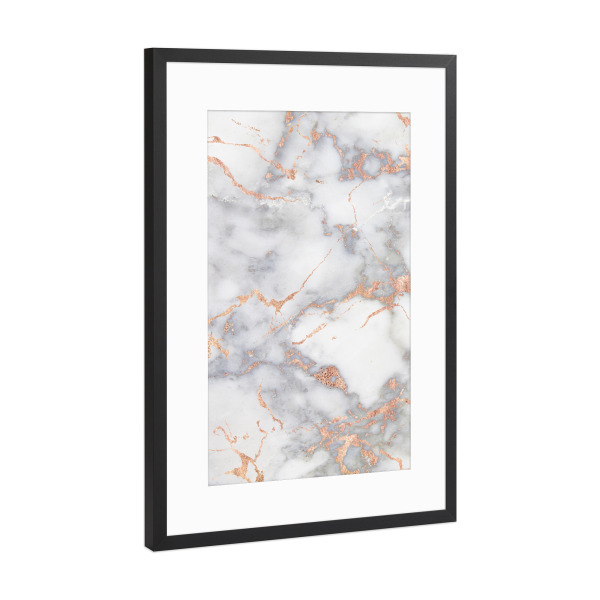 Poster mit Rahmen Schwarz (Metallic) "Metal Rosegold Veins on Marble" artboxONE - Fashion,Marmor - Agate,Marble,Gemstone,Fashion,Marmor