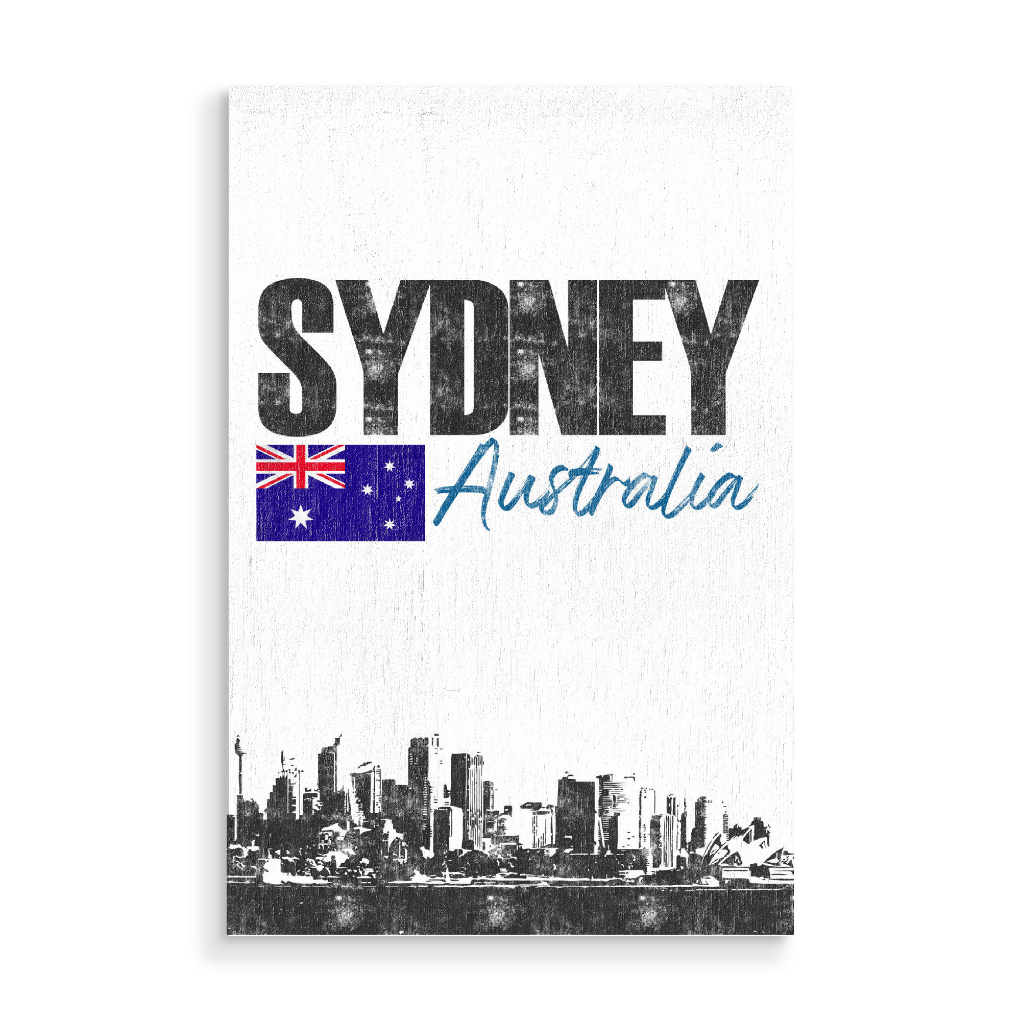 Holzbild "Sydney Skyline minimalistisch" artboxONE - Städte,Schwarzweiß,Städte / Sydney