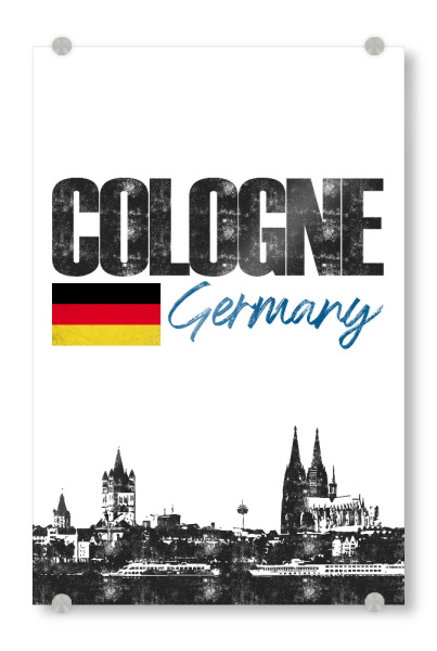 Acrylglasbild "Köln Skyline minimalistisch" artboxONE - Städte,Städte / Köln,Schwarzweiß