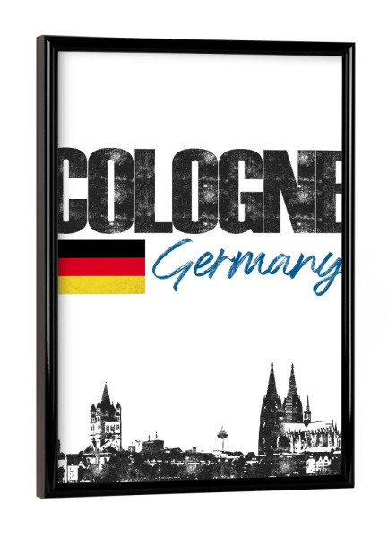 Poster mit schwarzem Rahmen "Köln Skyline minimalistisch" artboxONE - Städte,Städte / Köln,Schwarzweiß