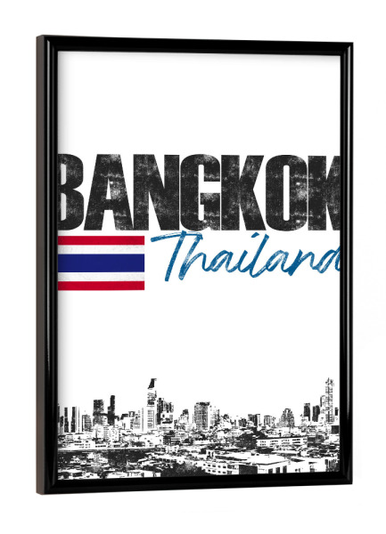 Poster mit schwarzem Rahmen "Bangkok Skyline minimalistisch" artboxONE - Städte,Schwarzweiß