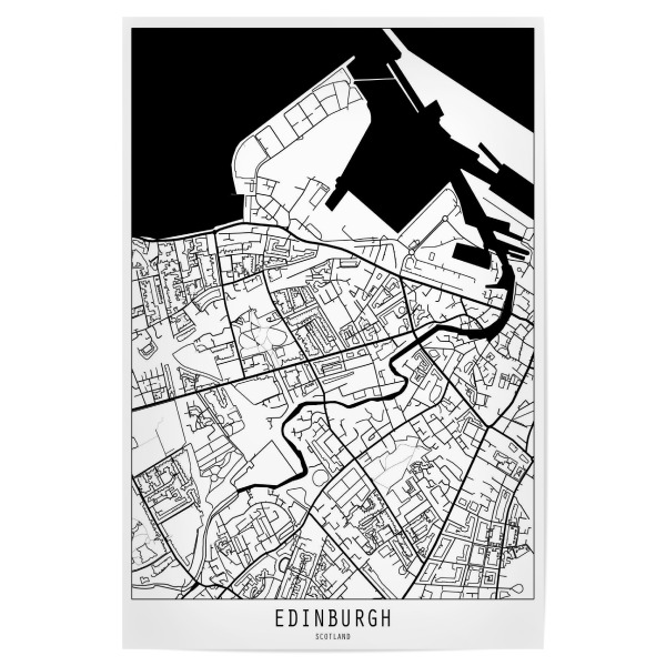 Poster 30x20 cm "Edinburgh map minimal" artboxONE - Städte,Schwarzweiß,Kartografie