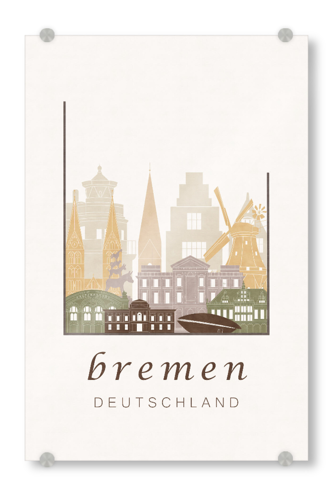 Acrylglasbild "Bremen skyline, rustic" artboxONE - Städte,Architektur,Kartografie