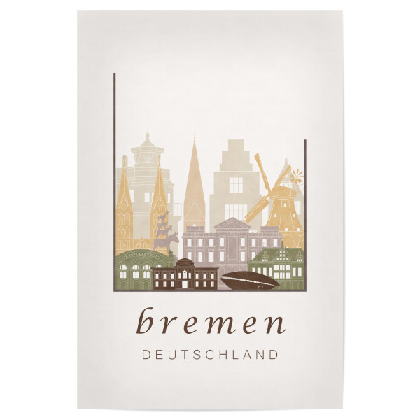 Poster 30x20 cm "Bremen skyline, rustic" artboxONE - Städte,Architektur,Kartografie