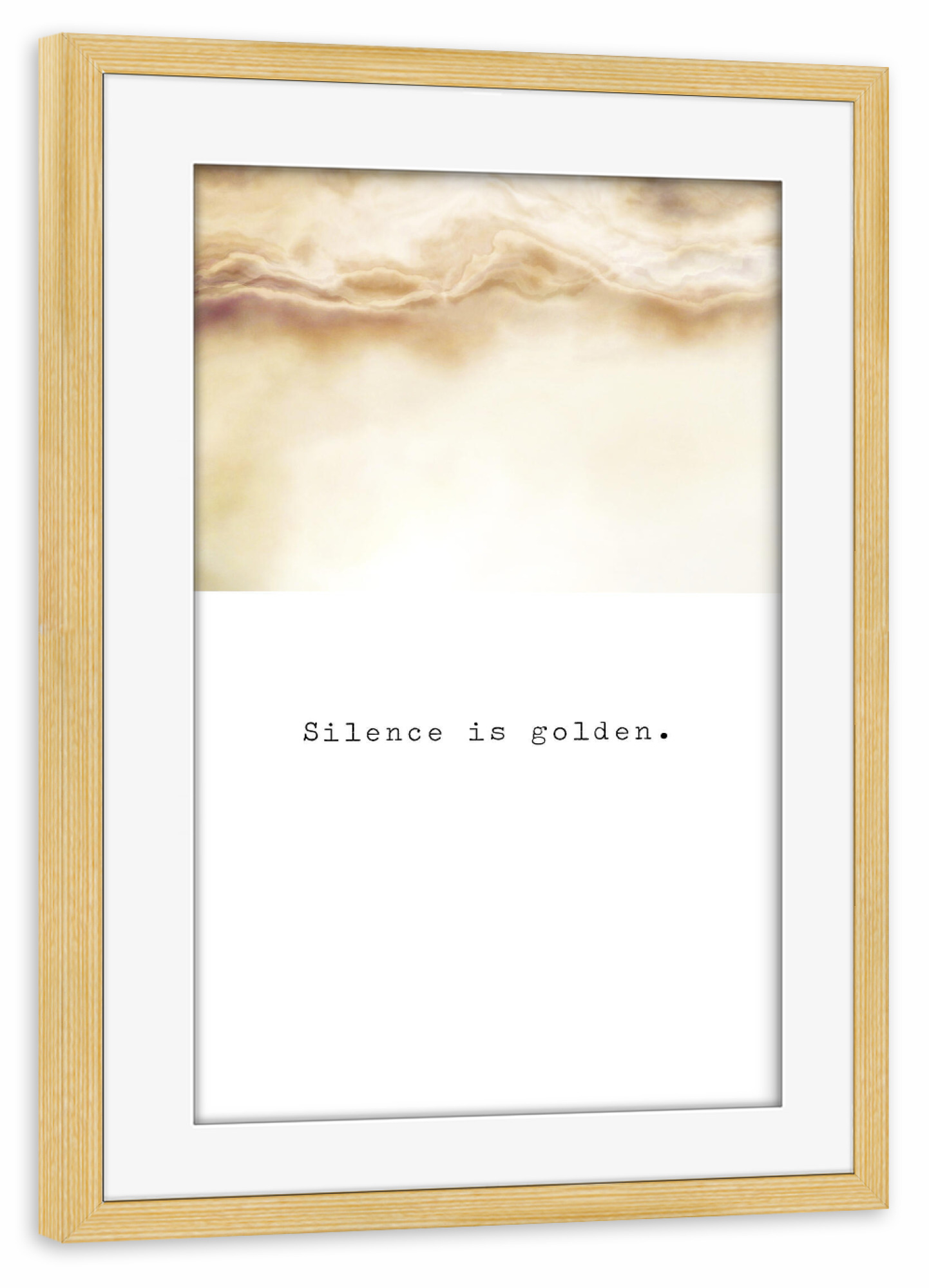 Poster mit Rahmen kiefer "Silence is golden" artboxONE - Typografie,Abstrakt