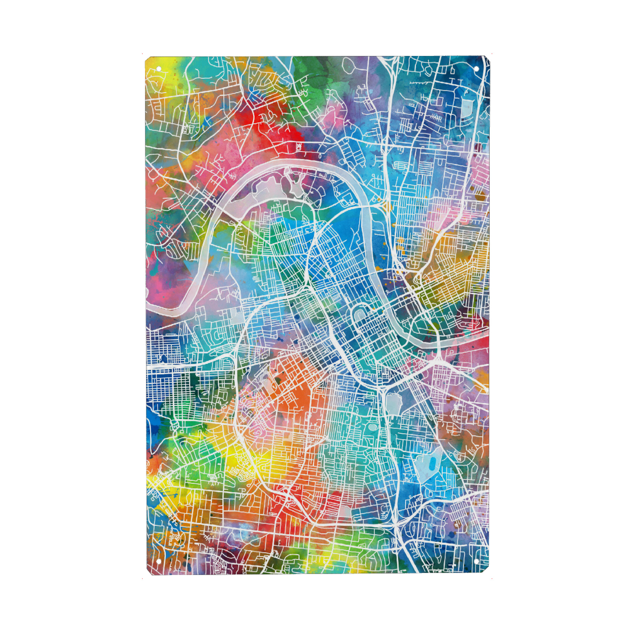 Metall Poster "Nashville map watercolor" artboxONE - Städte,Reise,Abstrakt,Kartografie