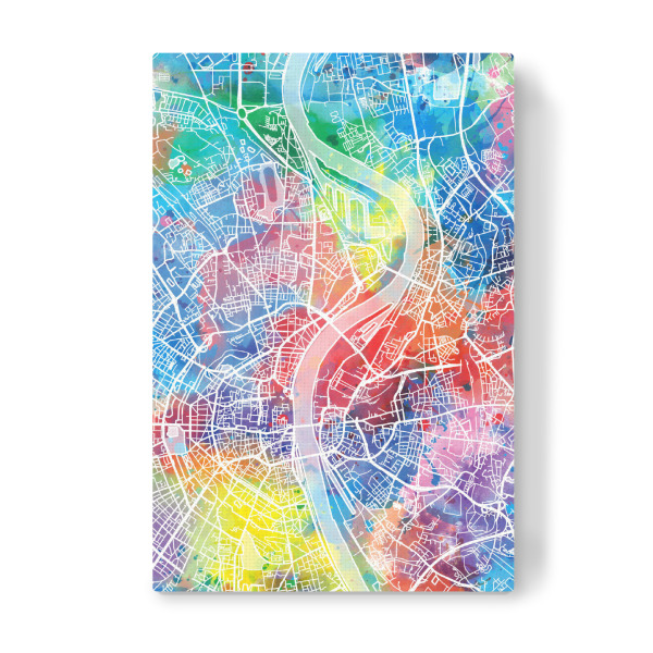 Leinwandbild "Cologne map watercolor" artboxONE - Städte,Städte / Köln,Reise,Kartografie