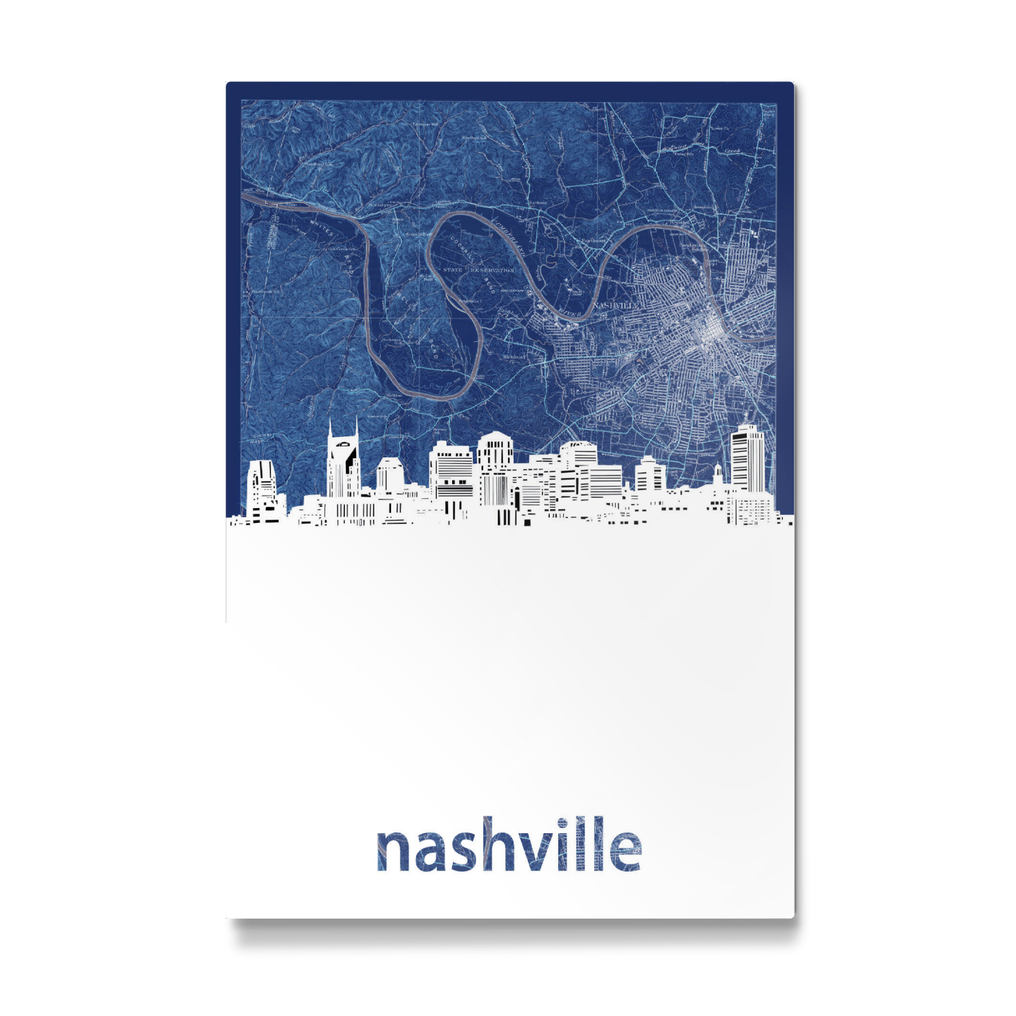 Galerie-Print "Nashville skyline map blue" 30x20 cm artboxONE