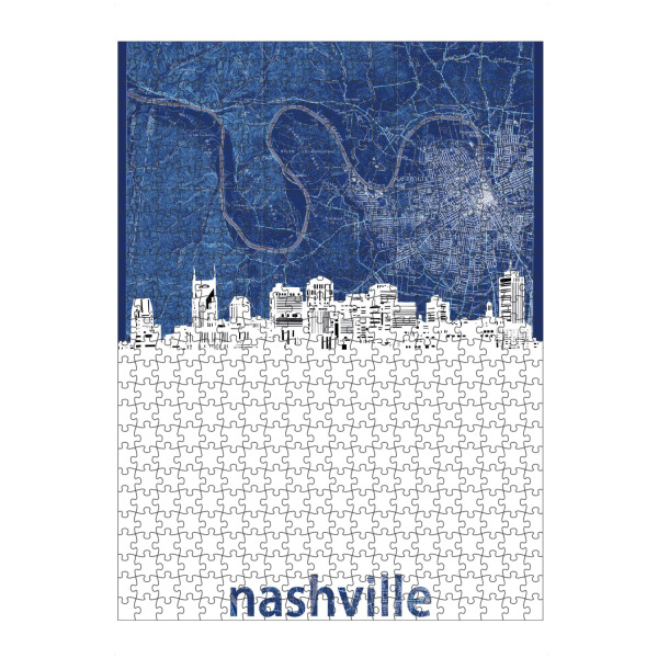 Puzzle Ravensburger "Nashville skyline map blue" artboxONE - Städte,Reise,Architektur,Kartografie