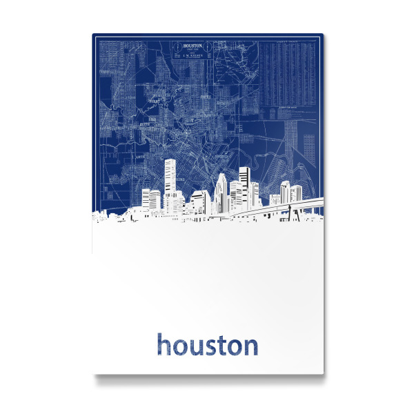 Galerie-Print "Houston skyline map blue" 30x20 cm artboxONE