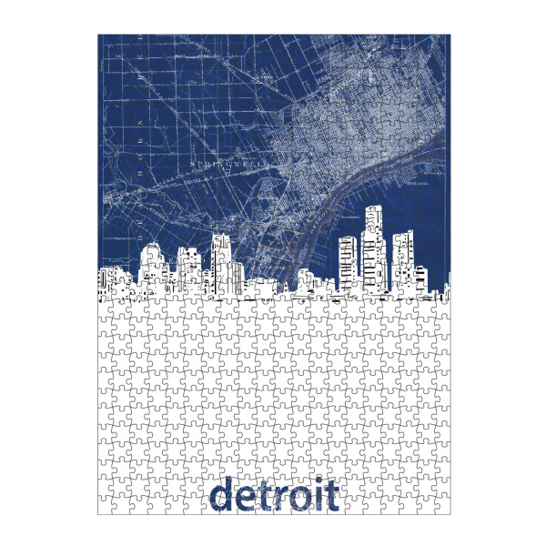 artboxONE Puzzle "Detroit skyline map blue" artboxONE - Städte,Architektur,Kartografie
