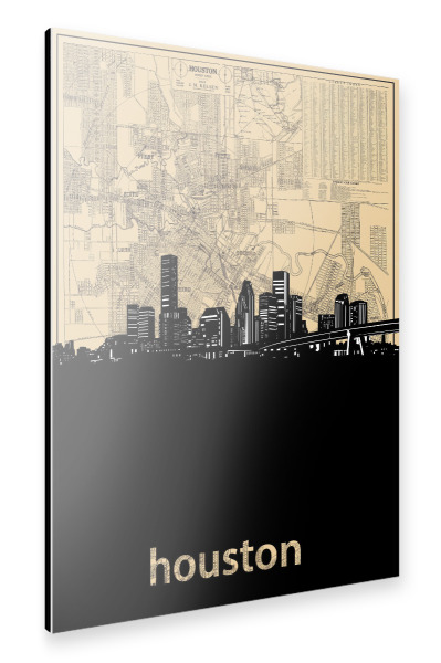 Alu-Dibond "Houston skyline map" 30x20 cm artboxONE