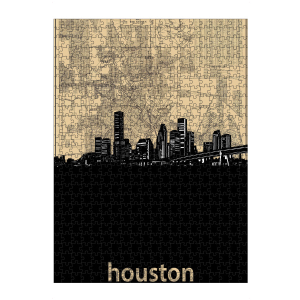 Puzzle Ravensburger "Houston skyline map" artboxONE - Städte,Architektur,Kartografie