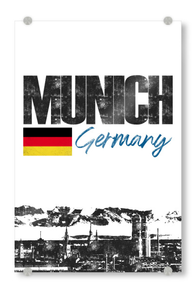 Acrylglasbild "München Skyline minimalistisch" artboxONE - Städte,Städte / München,Schwarzweiß