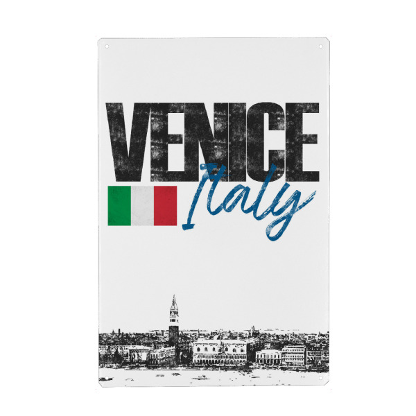 Metall Poster "Venedig Skyline minimalistisch" artboxONE - Städte,Schwarzweiß,Städte / Venedig - Italien,Reise,Urlaub,Europa,Stadt,Venice,Flagge,City
