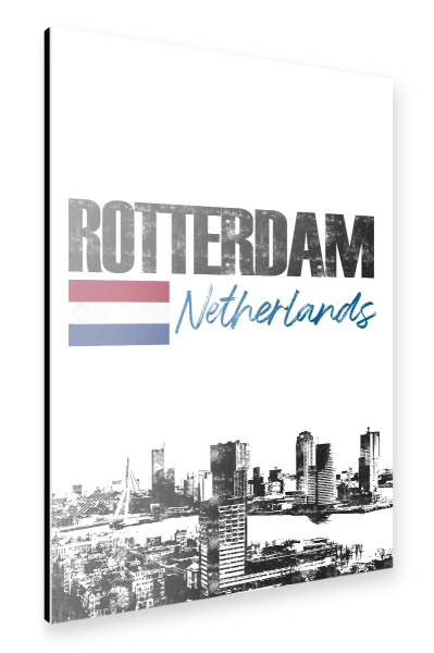 Alu-Dibond "Rotterdam Skyline minimalistisch" 30x20 cm artboxONE