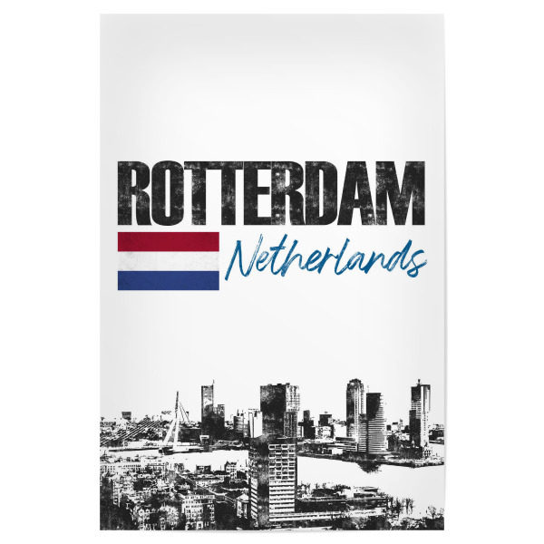 Poster 30x20 cm "Rotterdam Skyline minimalistisch" artboxONE - Städte,Schwarzweiß - Holland,Niederlande,Europa,Stadt,Reise,Urlaub,Rotterdam,Flagge