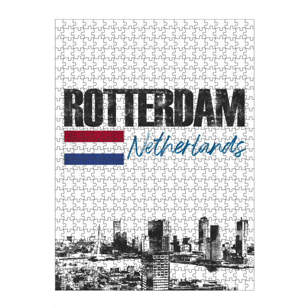 Puzzle Ravensburger "Rotterdam Skyline minimalistisch" artboxONE - Städte,Schwarzweiß - Holland,Niederlande,Europa,Stadt,Reise,Urlaub,Rotterdam,Flagge
